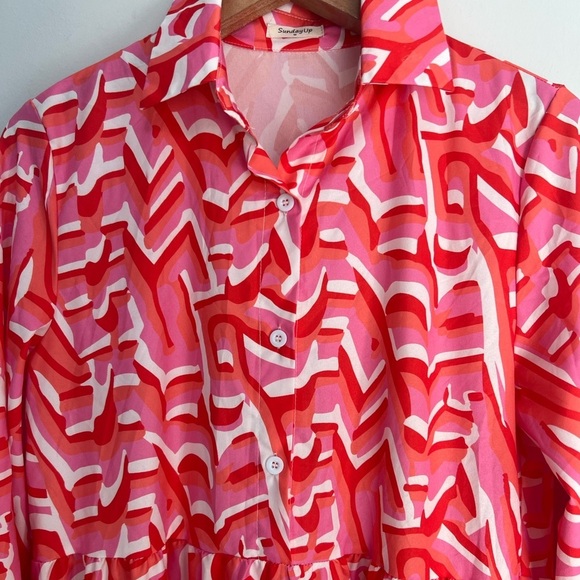 Sunday Up Gorgeous Pink Orange & White Pattern Dress - Picture 4 of 10